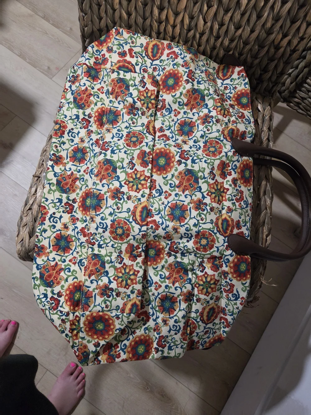 Longaberger Floral Canvas Tote & Crossbody Set